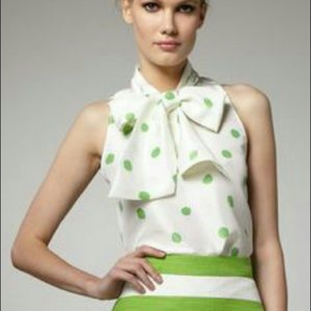 KATE SPADE Sleeveless Tie Neck Silk Blouse